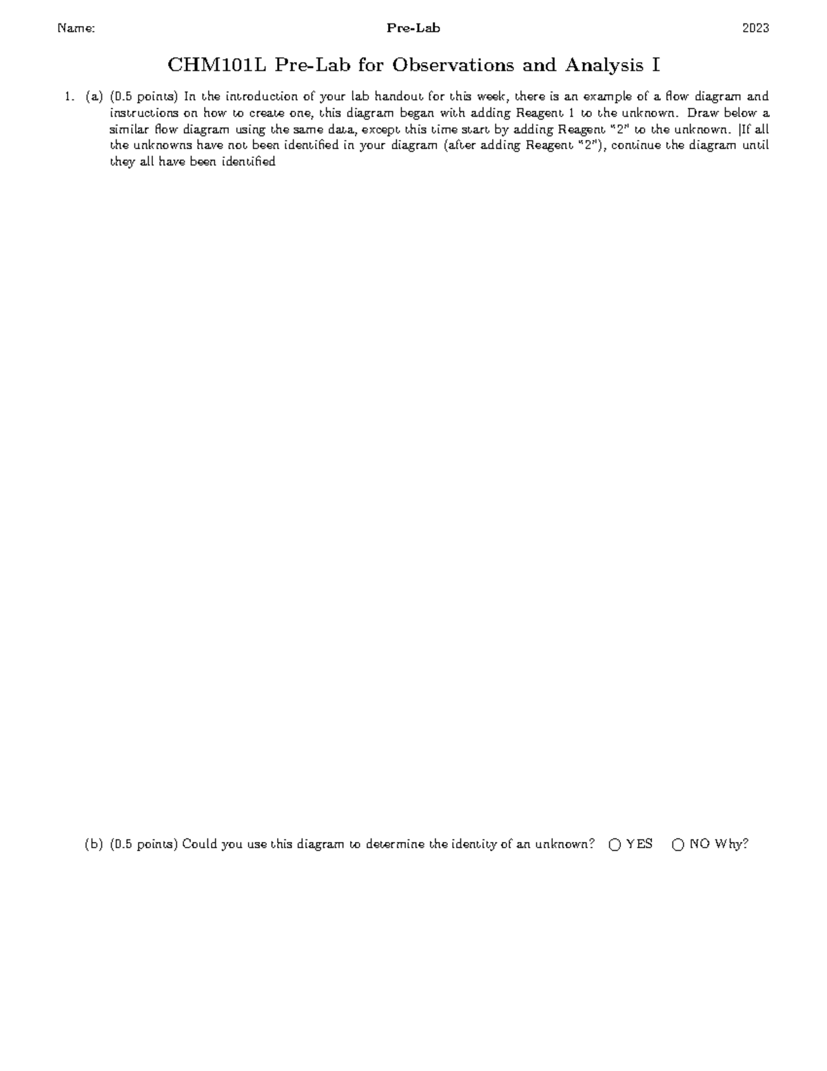 Pre Lab 02 Observations and Analysis I - Name: Pre-Lab 2023 CHM101L Pre ...