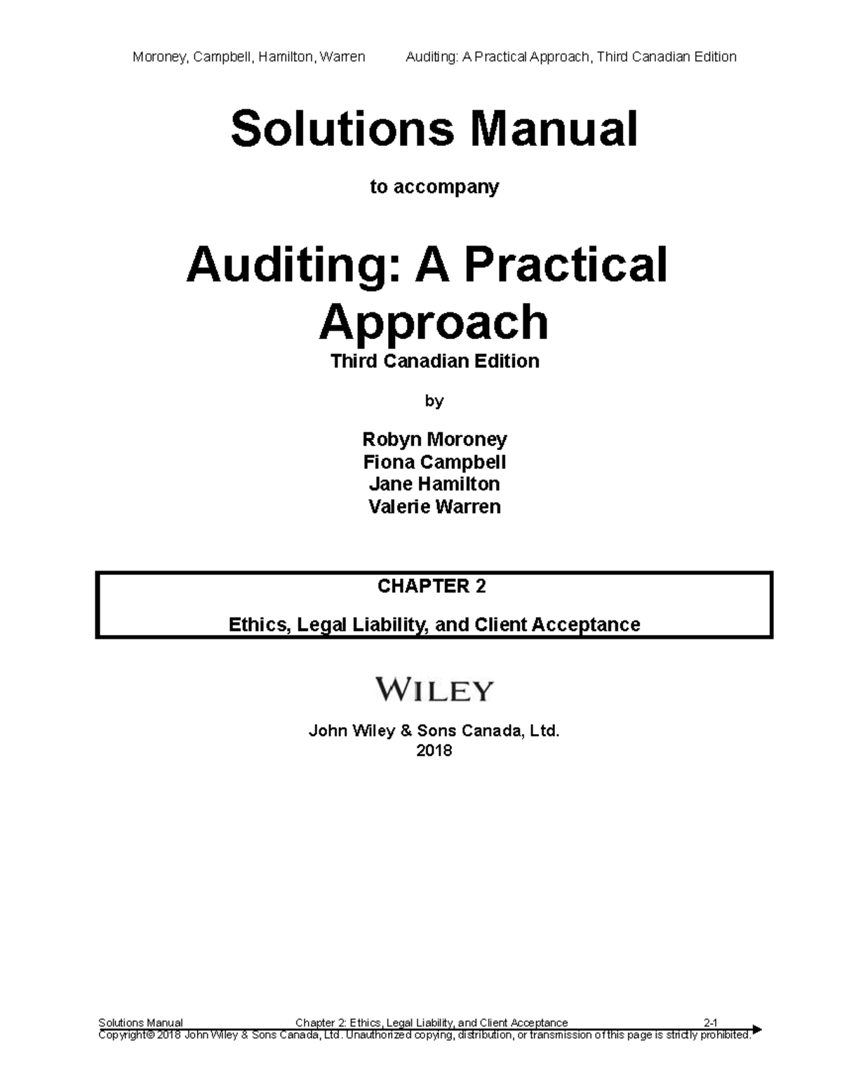 Solution Manual for Auditing A Practical Approach 3rd Canadian Edition