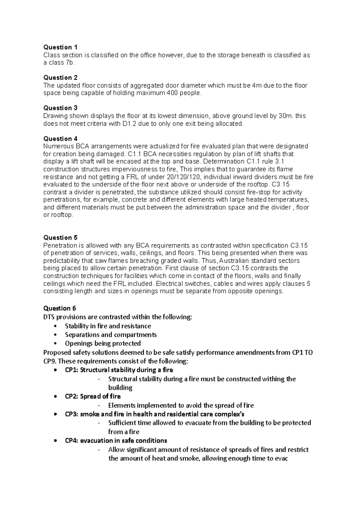 Fire safety assignment - Class section is classified on the office ...