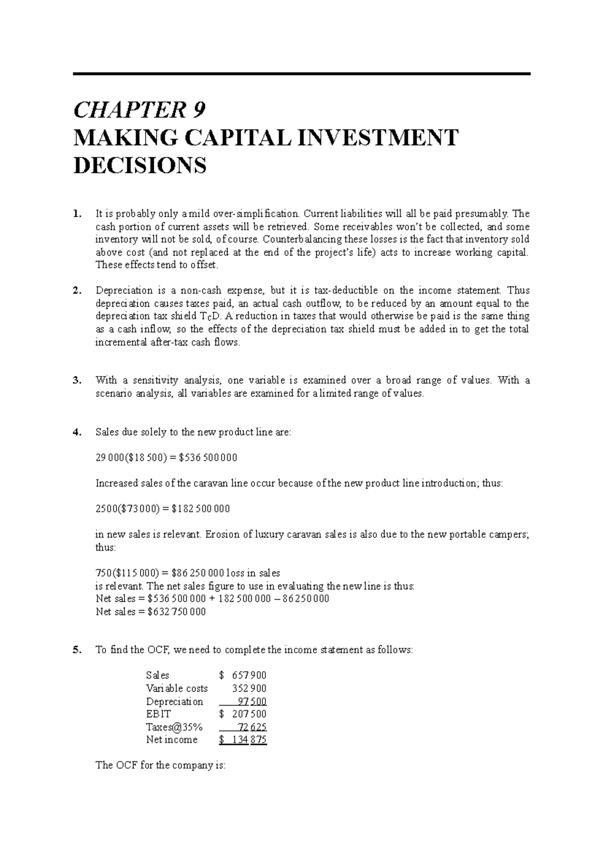 Tutorial 8 solution - CHAPTER 9 MAKING CAPITAL INVESTMENT DECISIONS 1 ...