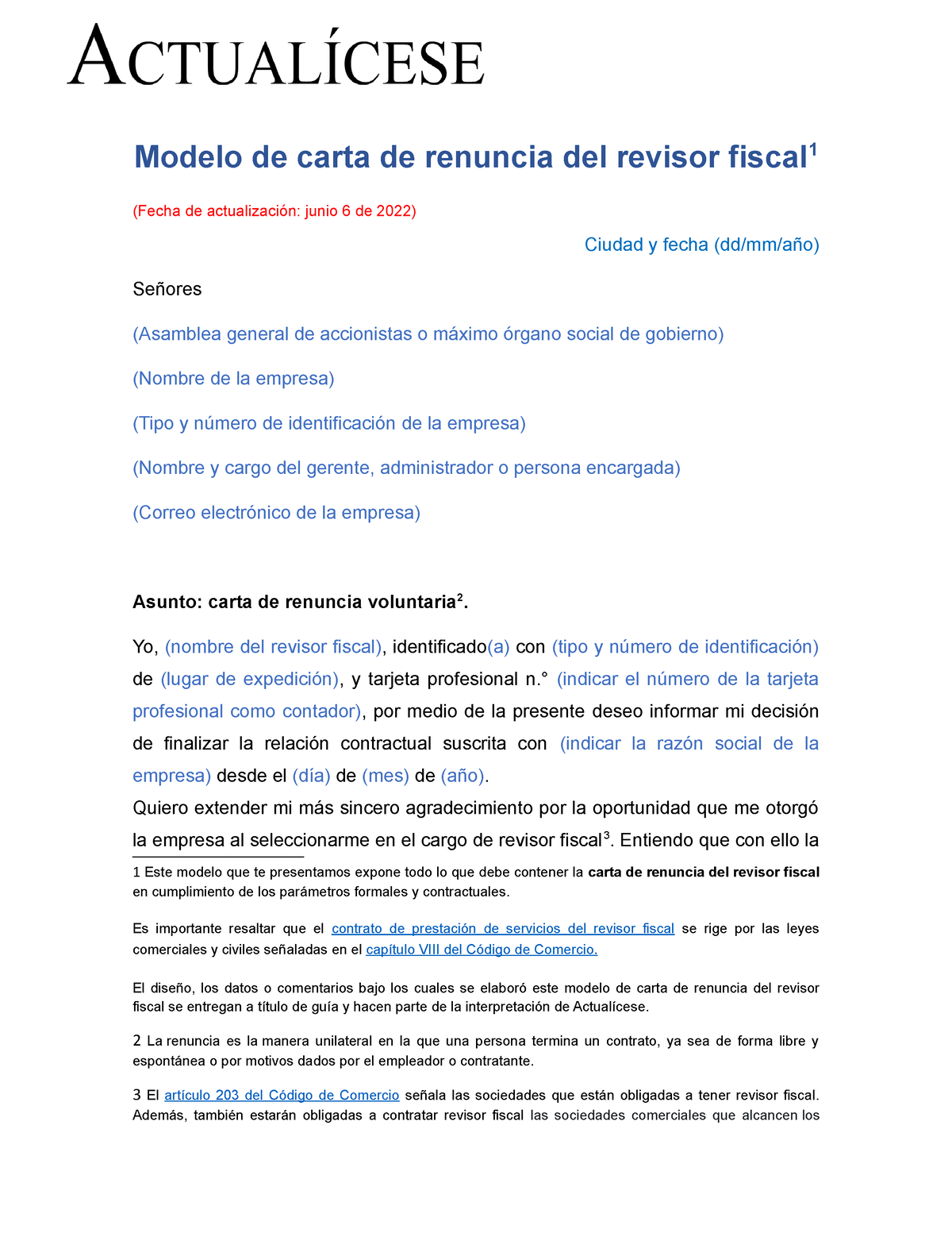 Va22 Carta De Renuncia Del Revisor Fiscal Modelo De Carta De Renuncia