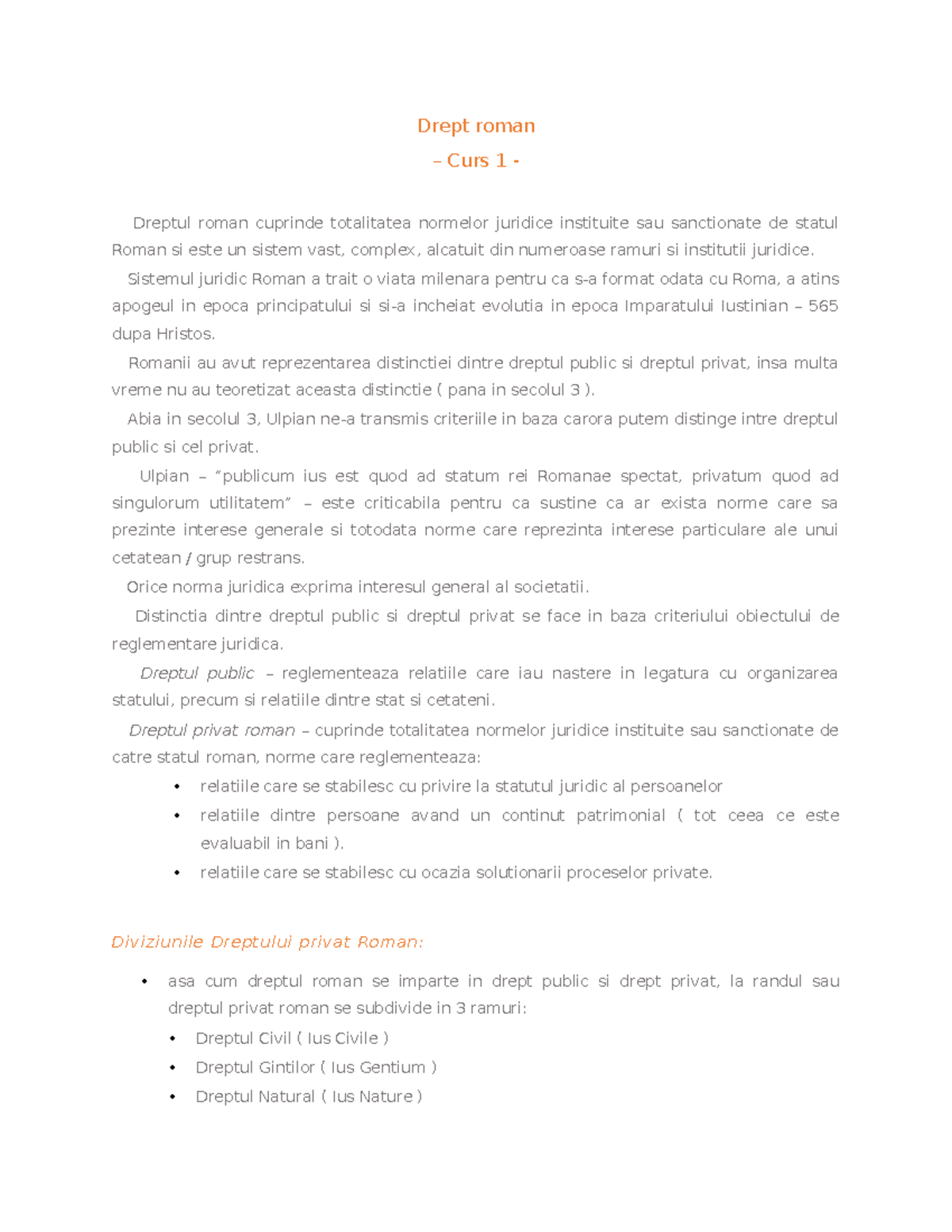 Drept roman SEM I - good luck - Drept roman – Curs 1 - Dreptul roman ...