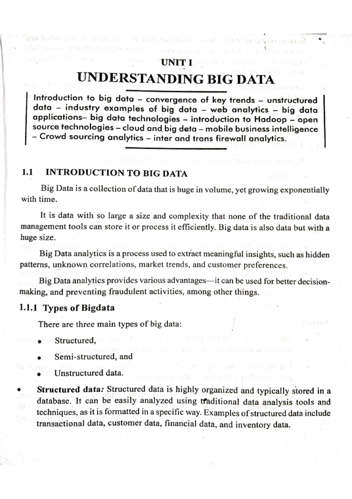 BDA notes - cs334 big data analysis - UNIT I UNDERSTANDING BIG DATA ...