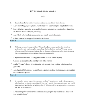 PSY 315 Module 2 Quiz - PSY 315 Counseling Process & Techniques Module ...