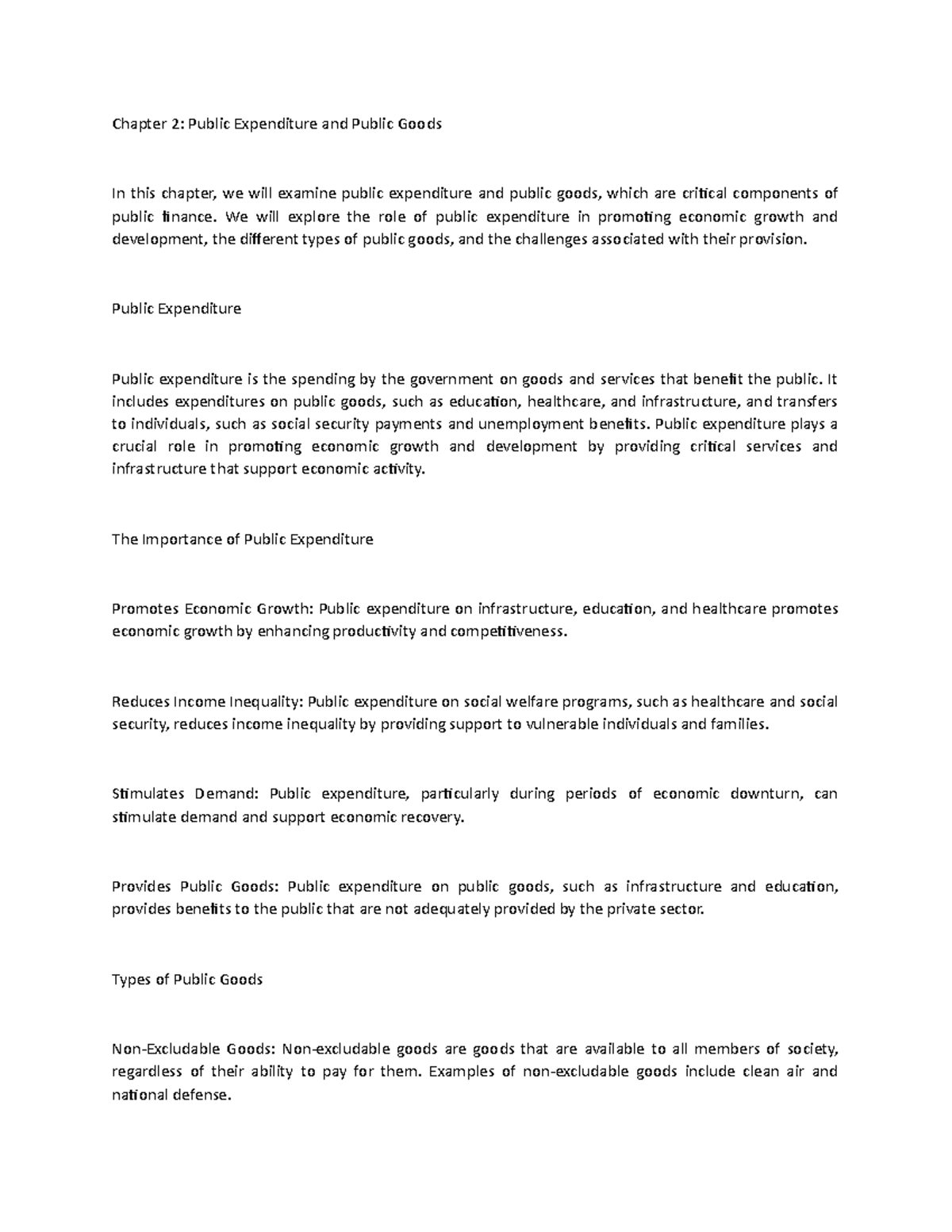 Chapter 5 - Module - Chapter 2: Public Expenditure and Public Goods In ...