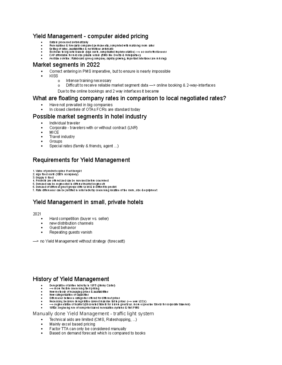 Questions MCDS - Yield Management - computer aided pricing Data is ...