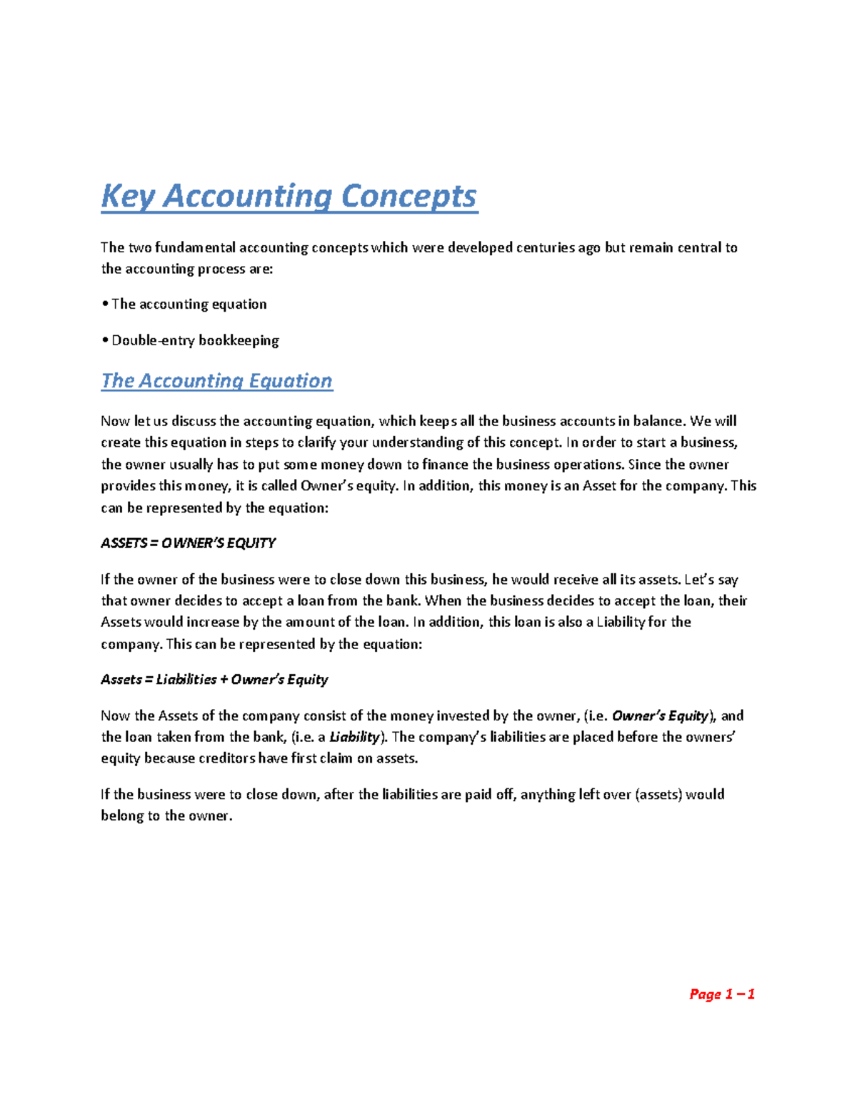 Fundamental Accounting Concepts With Examples