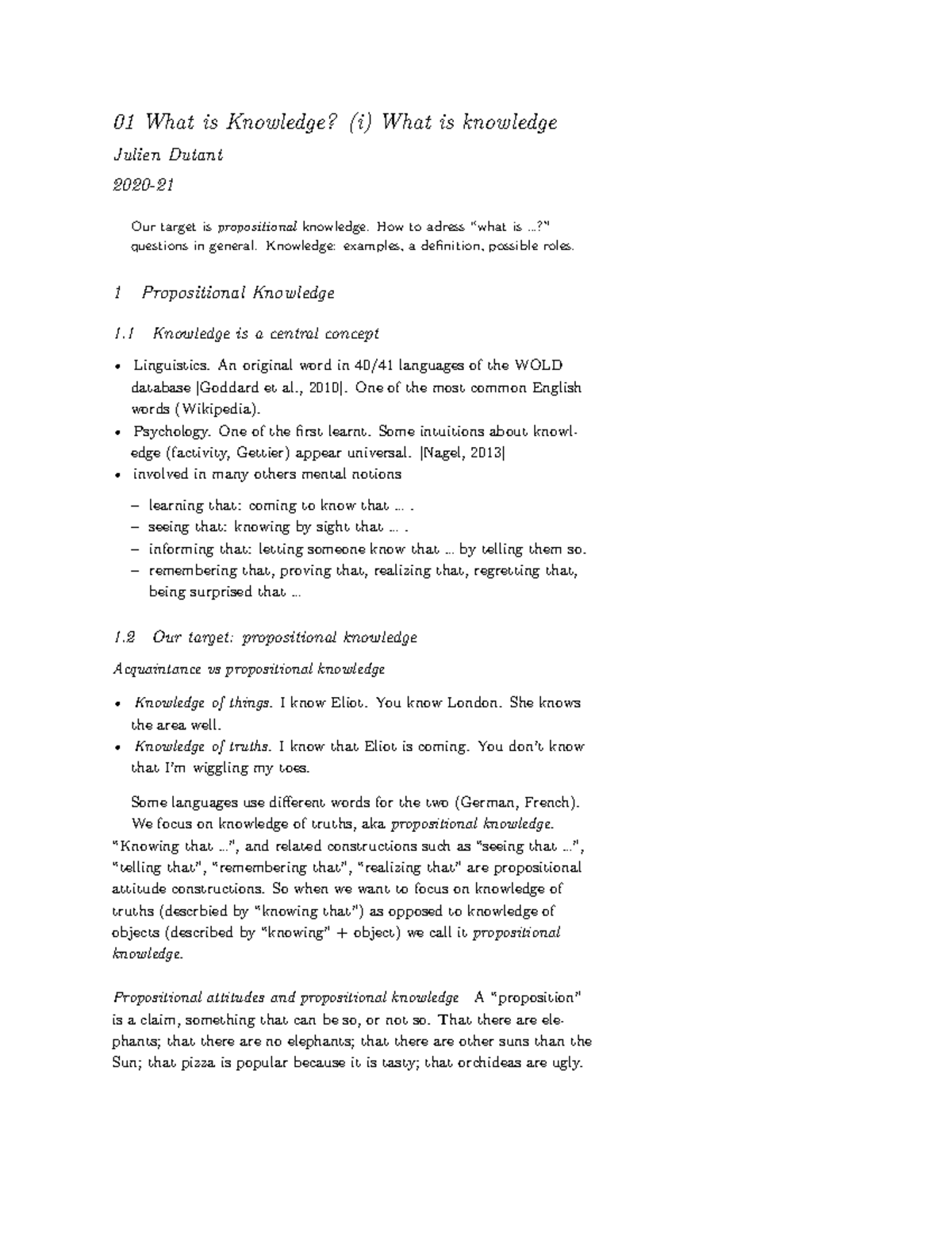 01 What Is Knowledge I Epistemology 7aan07 Kcl Studocu