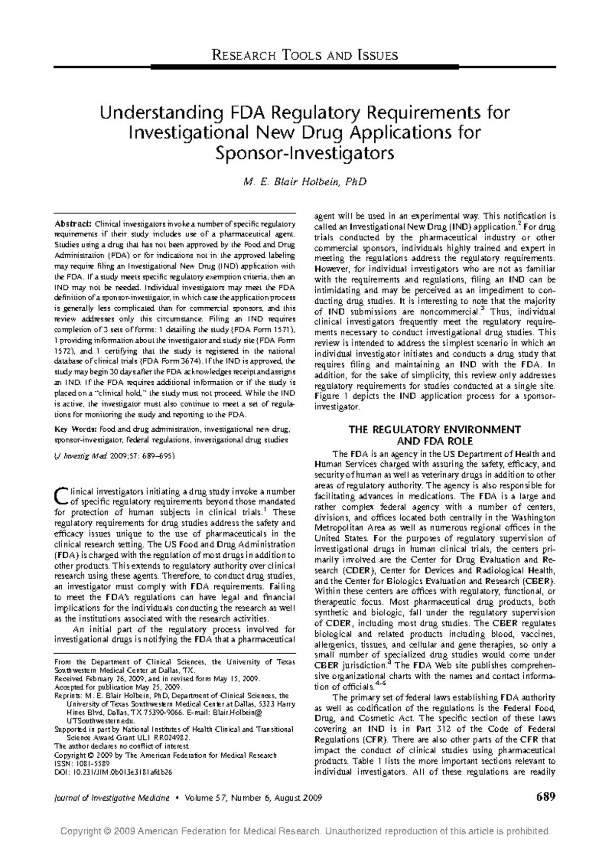 FDA Regulatory Requirements for Investigational New Drug Applications ...