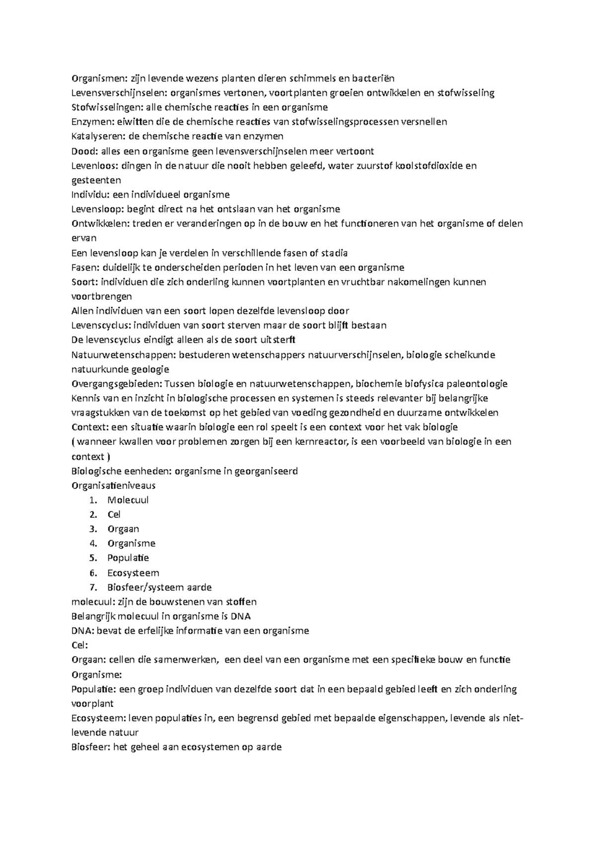 Samenvatting H1 - Samengavat H1: Inleiding In De Biologie - Bvj ...