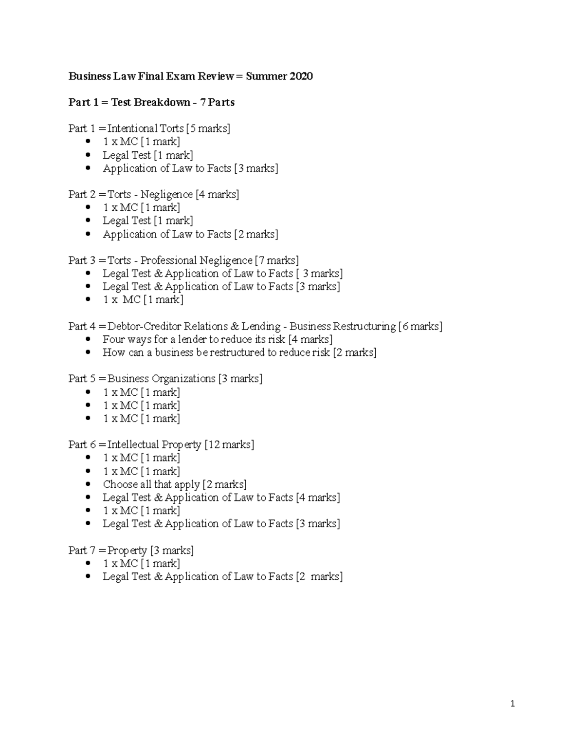 Business Law Final Exam Review - Studocu