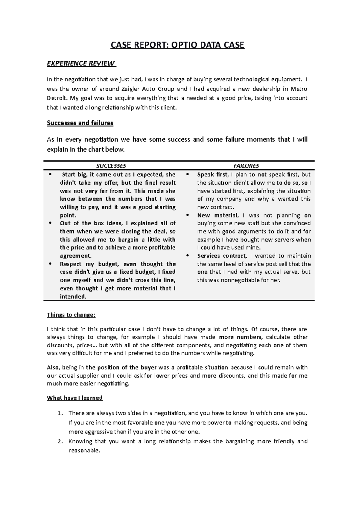 Global negotiation Presentacion de un caso en ingles, en el que se