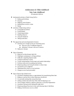 Older Adulthood Notes: The Psychological Person - Adolescence & Older ...