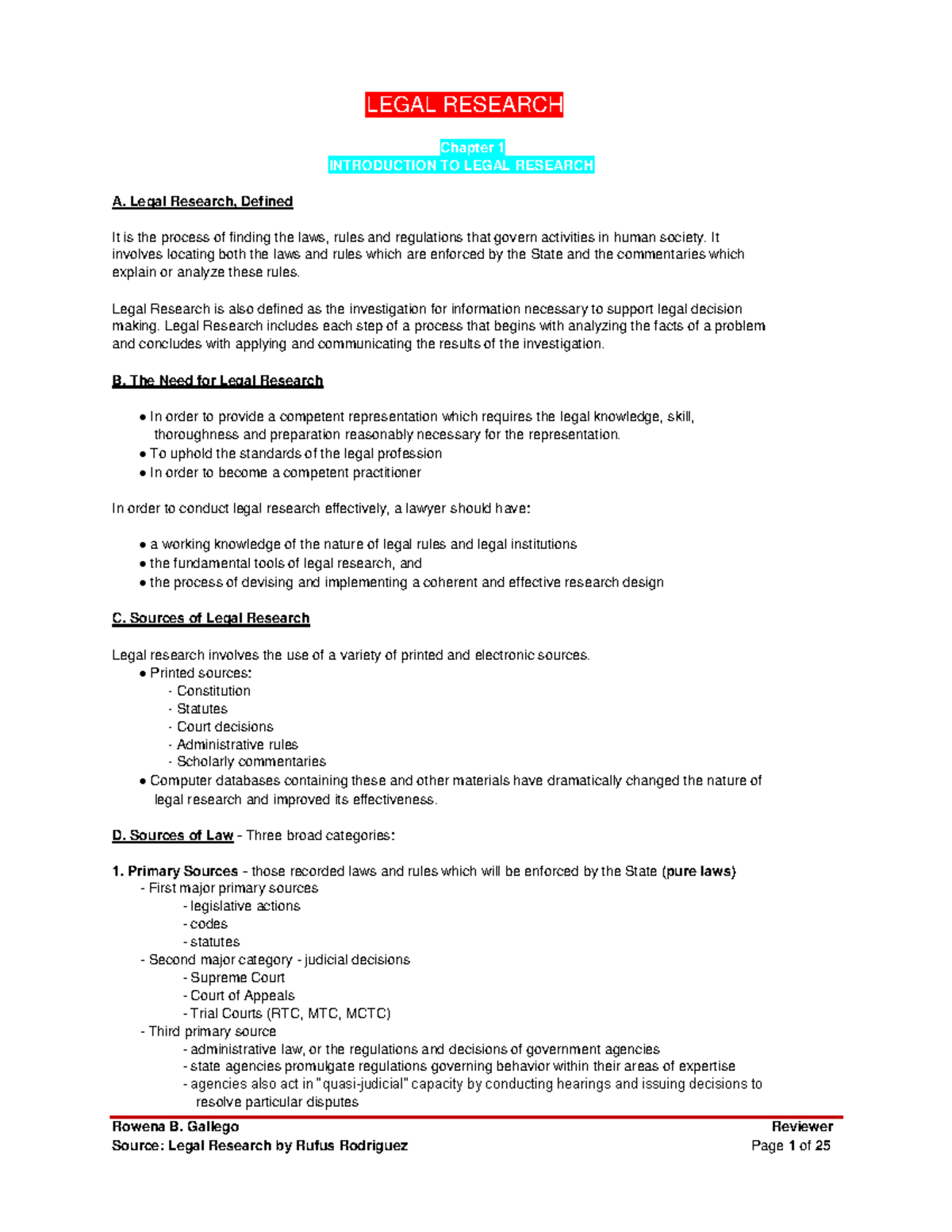 legal research and writing reviewer pdf