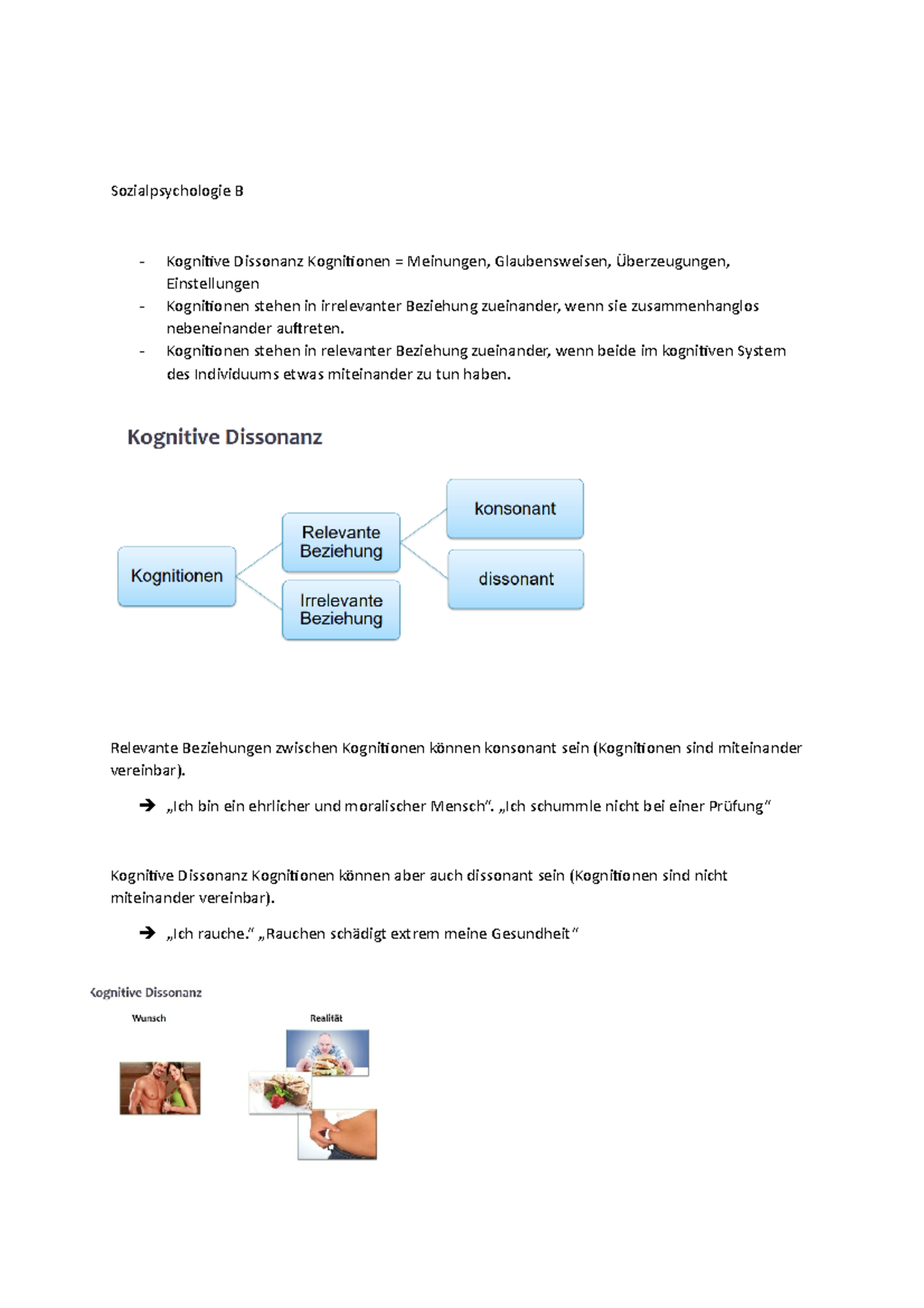 Gesamtskript Soziale B - Sozialpsychologie B Kognitive Dissonanz ...