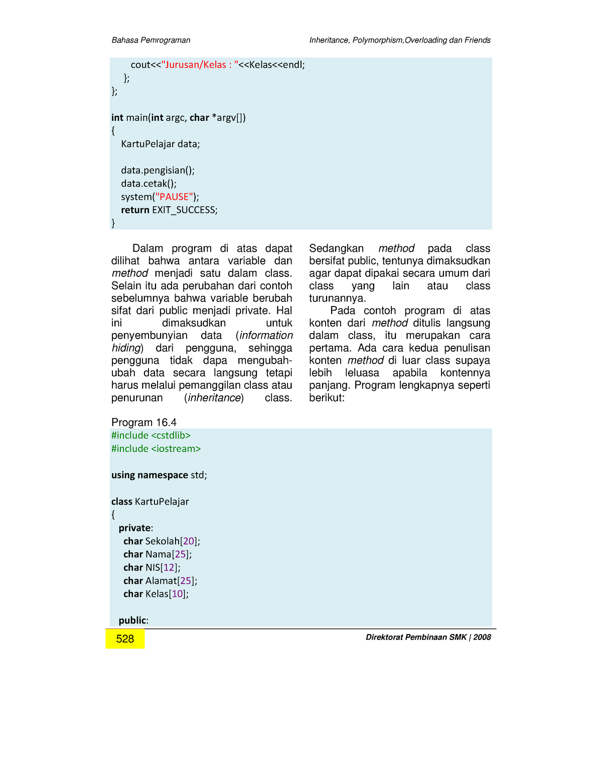 Dasar Bahasa Pemrograman 536 539 Bahasa Pemrograman Inheritance Polymorphismoverloading Dan 9891