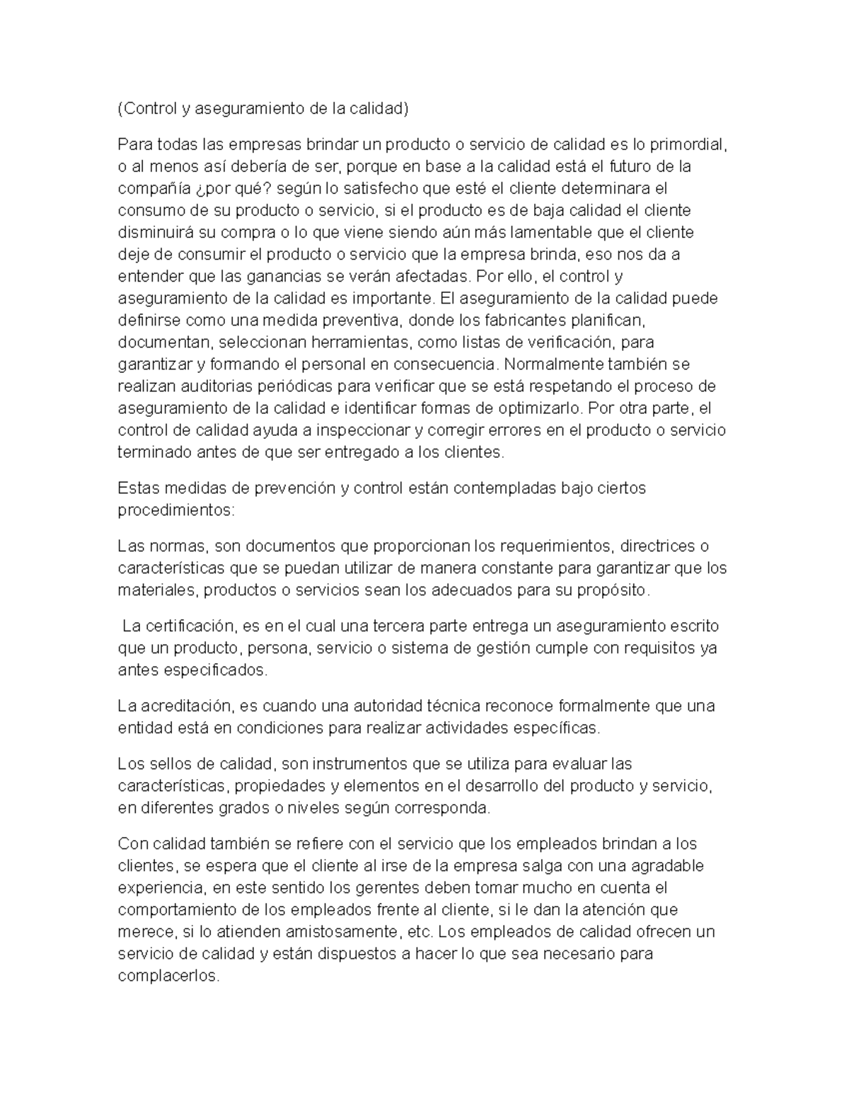 Parte E- Control y aseguramiento de la calidad - (Control y ...