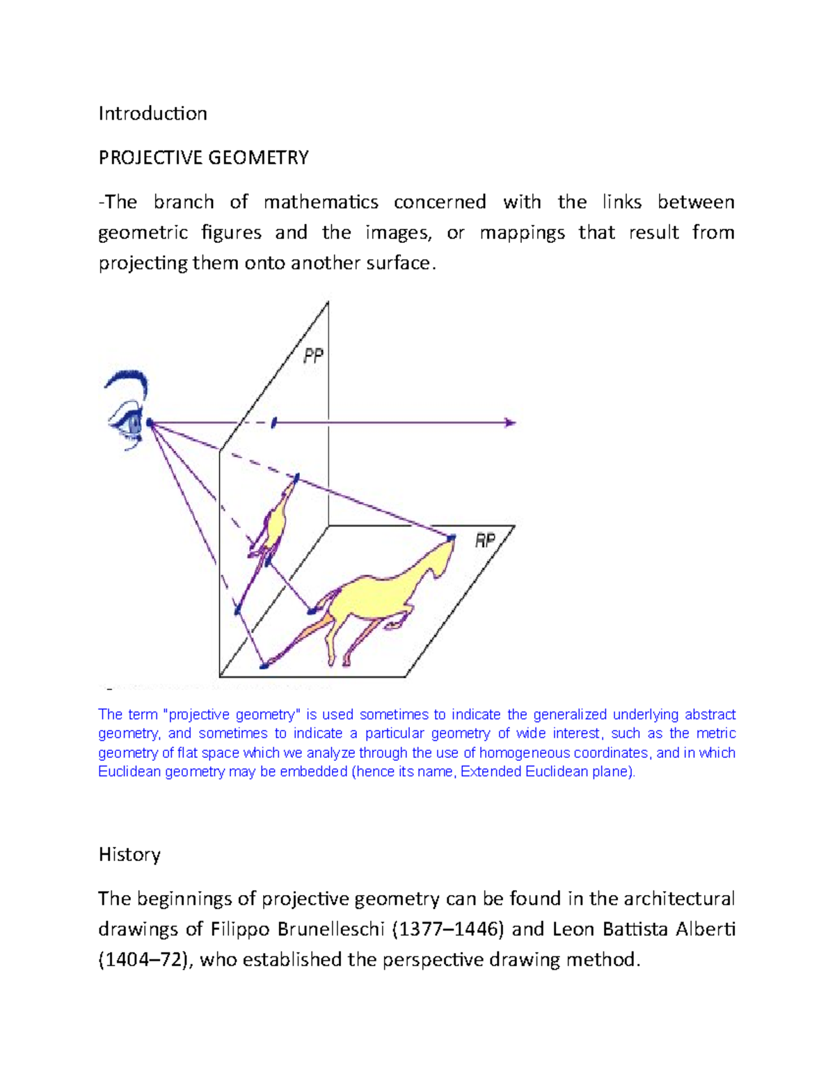 Notes For Geometry - Introduction PROJECTIVE GEOMETRY -The Branch Of ...