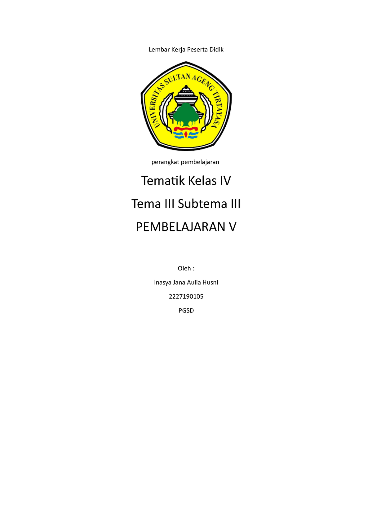 Lkpd Kelas 4 Tema 3 Subtema 3 Pembelajaran 5 Lembar Kerja Peserta Didik Perangkat Pembelajaran 1760