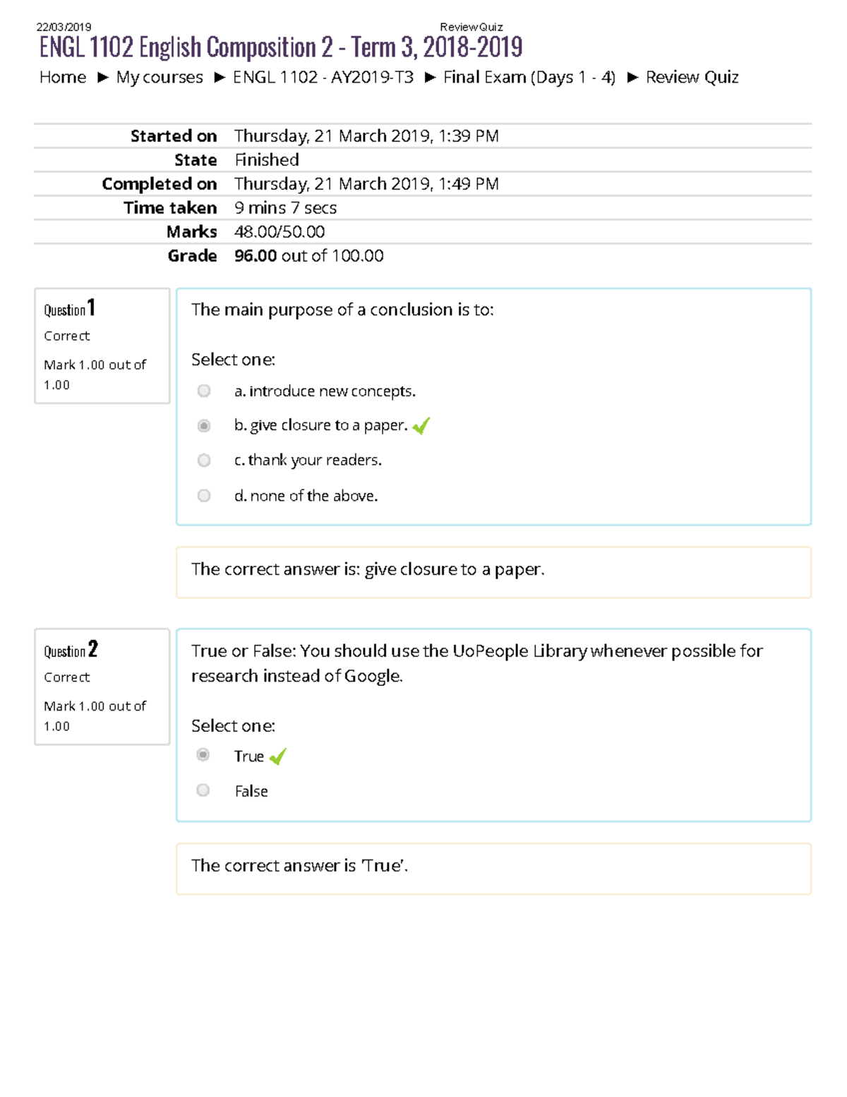 ENG 1102 Review Quiz1 - Home My Courses ENGL 1102 - AY2019-T3 Final ...