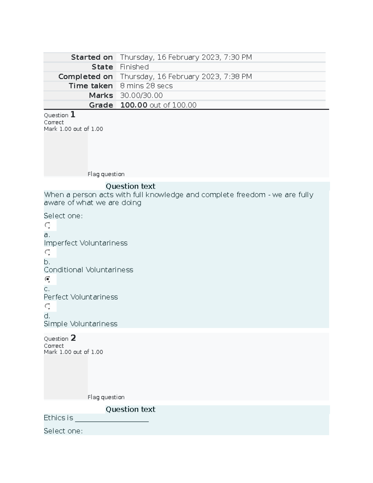 UGRD-GE6107 Ethics Prelims - Started On Thursday, 16 February 2023, 7: ...