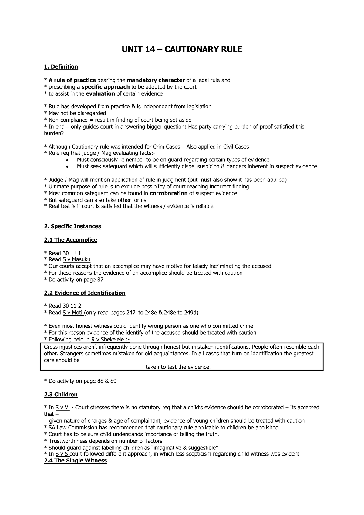 Unit 14 CAUTIONARY - UNIT 14 – CAUTIONARY RULE Definition A Rule Of ...