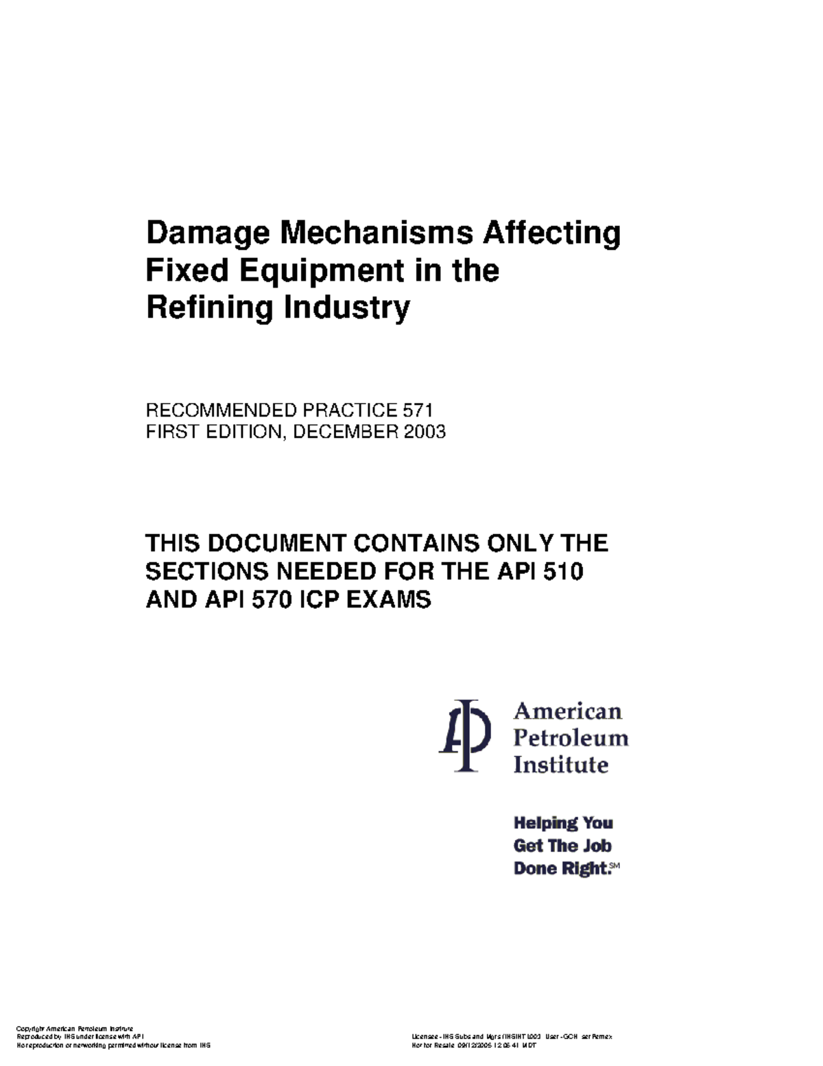 API RP 571 2003 - Mecanismos de Falla - Damage Mechanisms Affecting ...