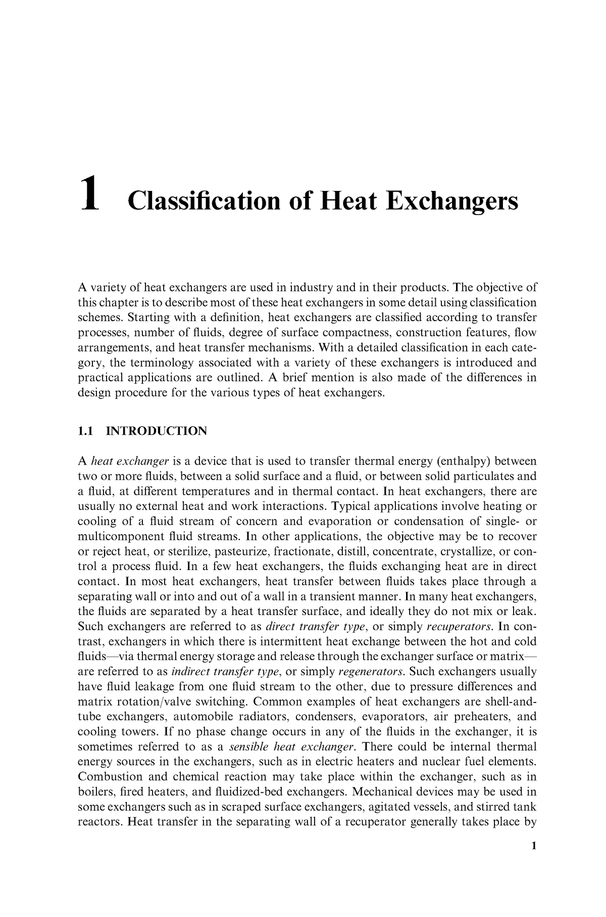 Classification Of Heat Exchangers - The Objective Of This Chapter Is To ...