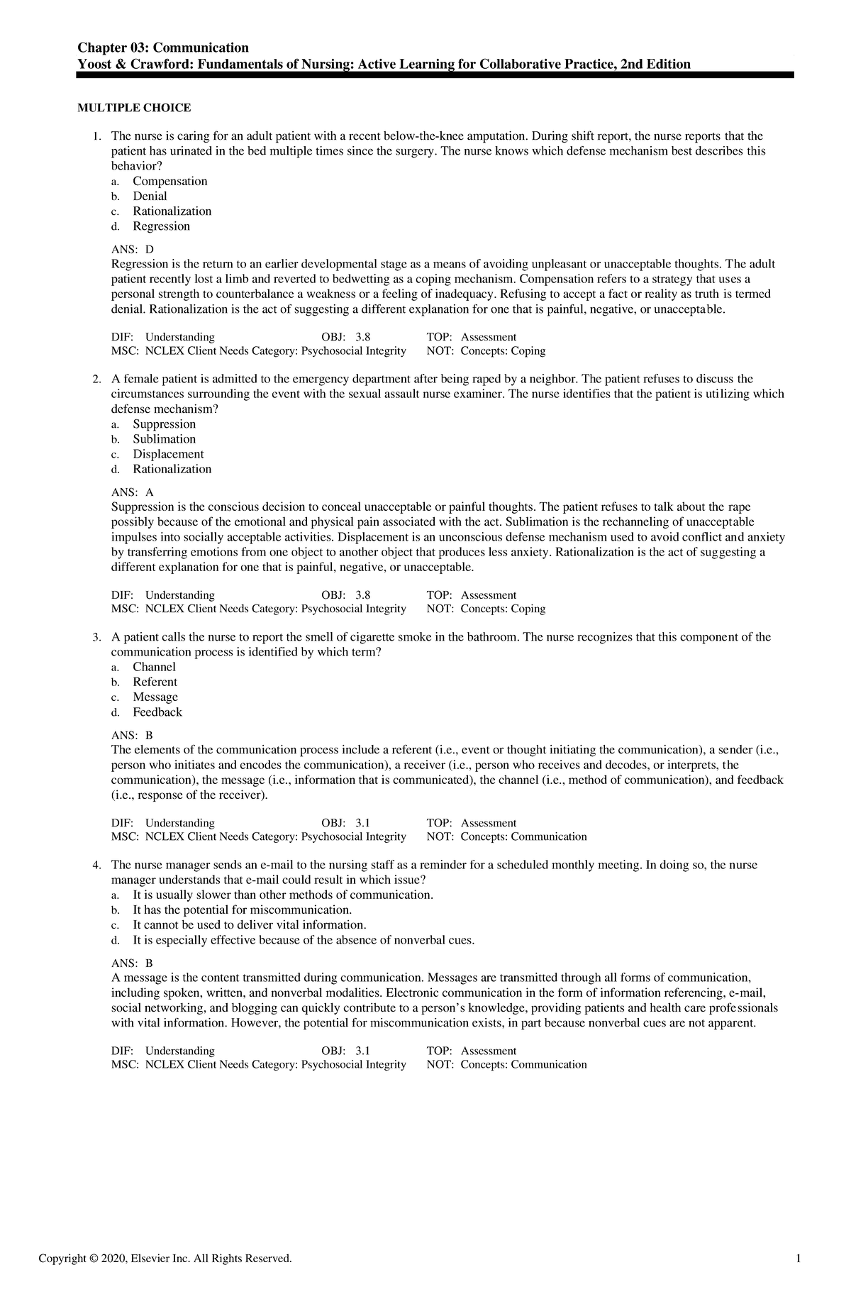 Exam View - Chapter 03 - Practice problems - Chapter 03: Communication ...