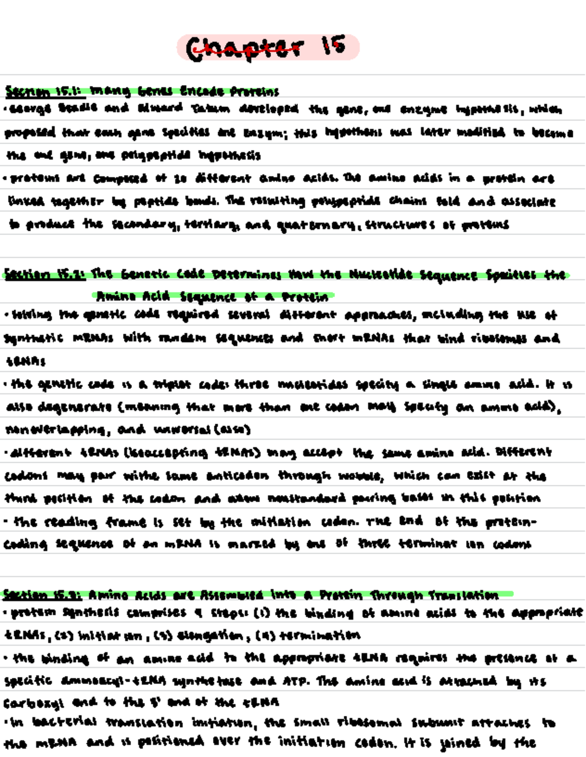 Chapter 15.1-15.3 Textbook Notes - Chapter is Section 15:many Genes ...