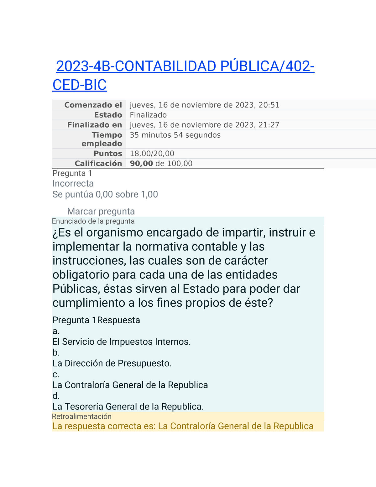 Examen Contabilidad Publica - 2023-4B-CONTABILIDAD PÚBLICA/402- CED-BIC ...