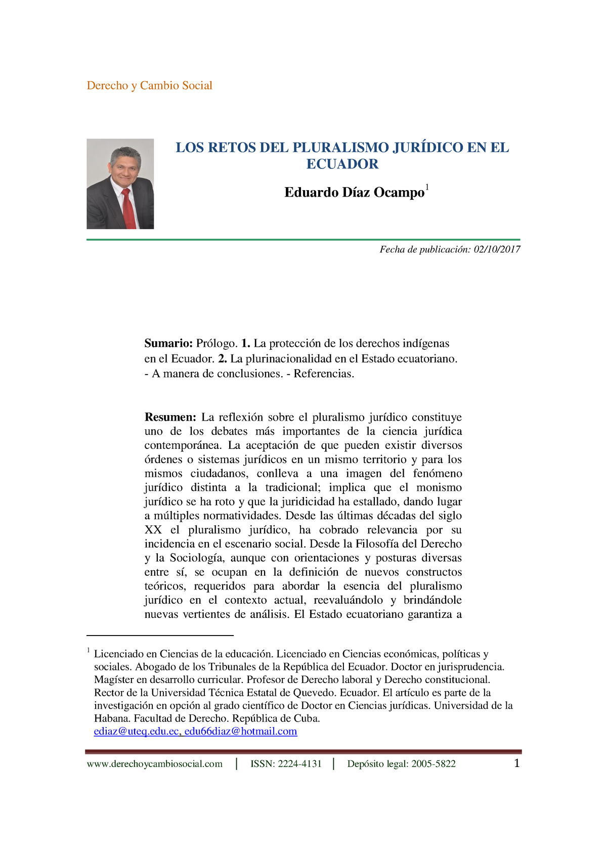 LOS Retos DEL Pluralismo Juridico EN EL Ecuador - Derecho Y Cambio ...