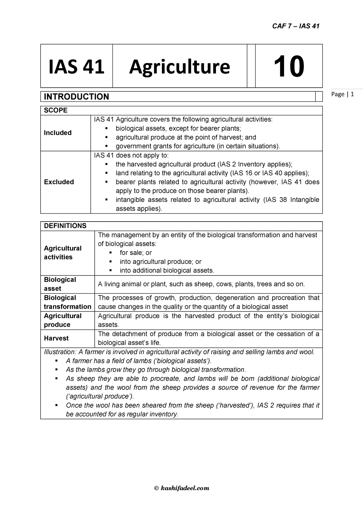 International Accounting Standards 41 - © Kashifadeel Page | 1 IAS 41 ...