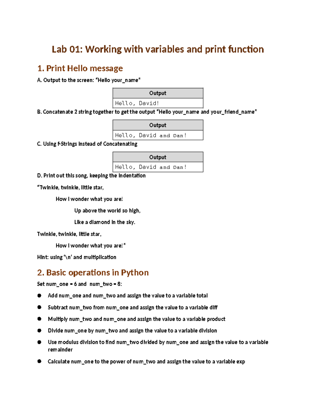 Lab 01 Working with variables and print function-Copy - Lab 01: Working ...