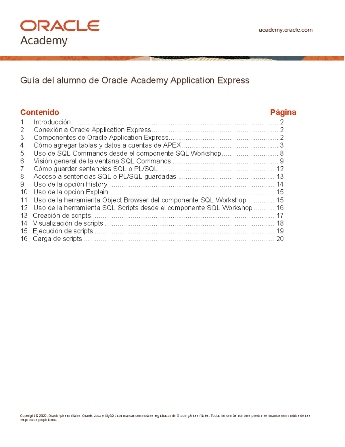 4 APEX Learner Guide esp - Copyright © 2022, Oracle y/o sus filiales ...