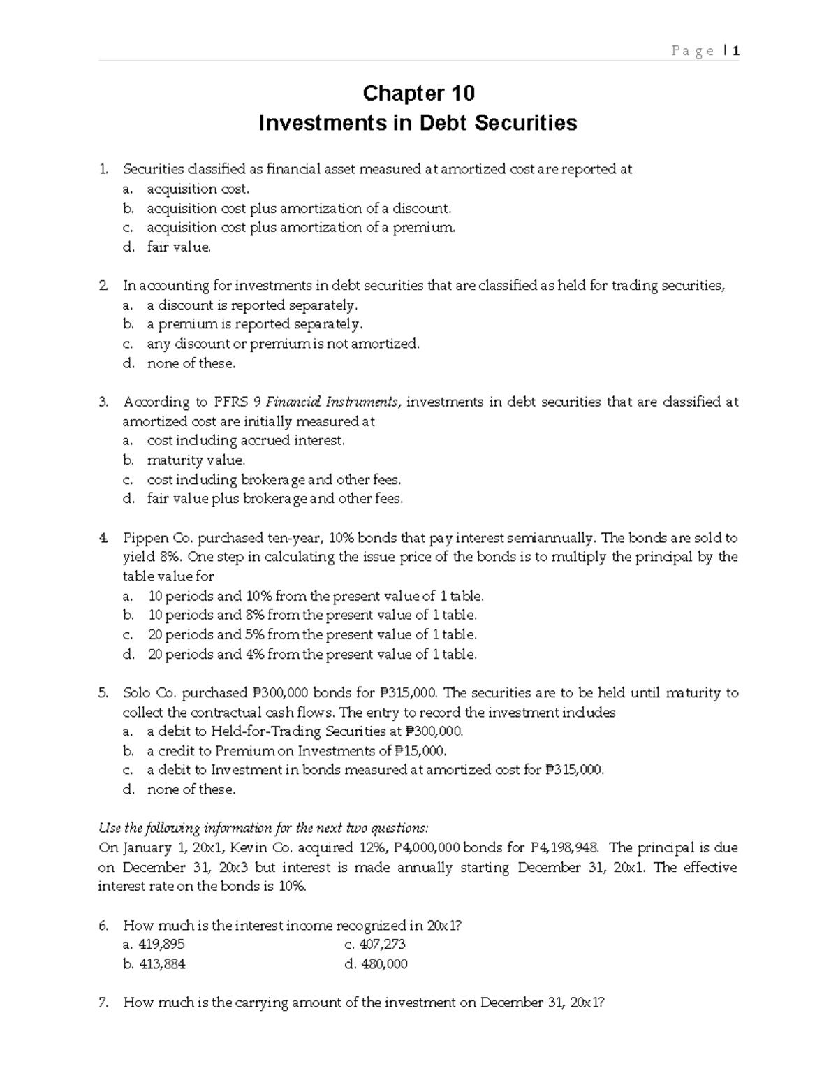 Investments In Debt Securities - Chapter 10 Investments In Debt ...