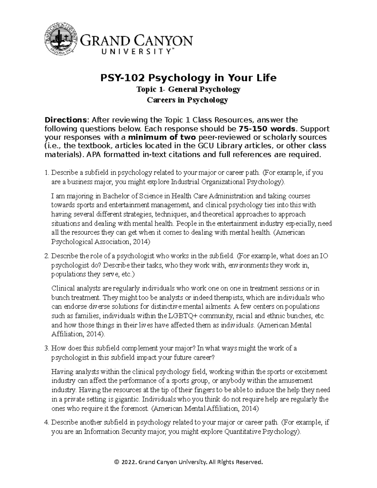 Psy 102 Rs T1 Careersin Psychology Psy 102 Psychology In Your Life Psy 102 Rs T1 Careersin Psychology Psy 102 Psychology In Your Life