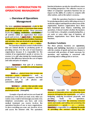 Operations Management 2 - Understanding Models Keys to successfully ...