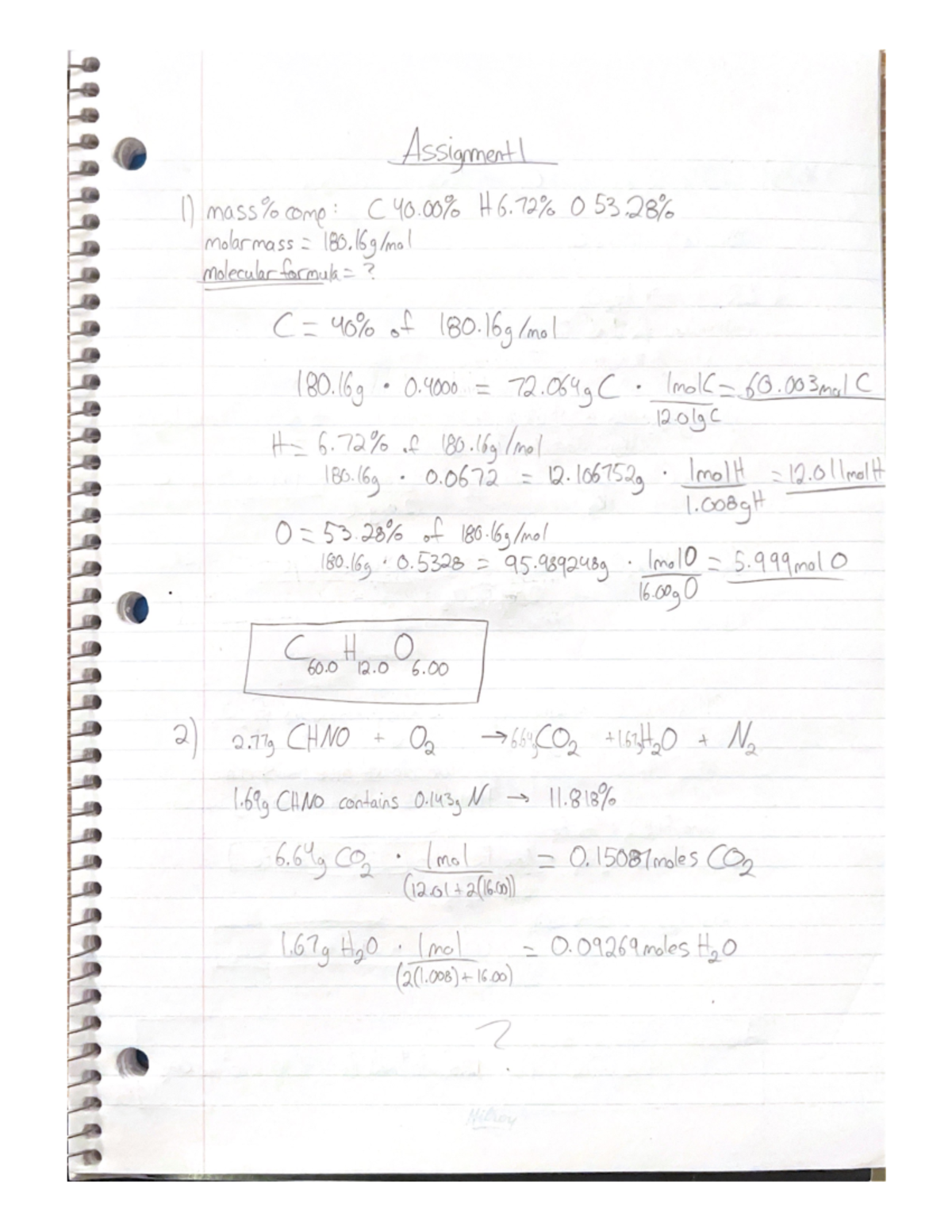 chem 217 assignment 1