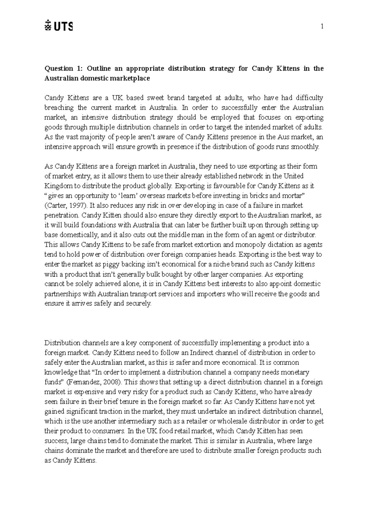 Marketing Final Exam essays Question 1 Outline an appropriate