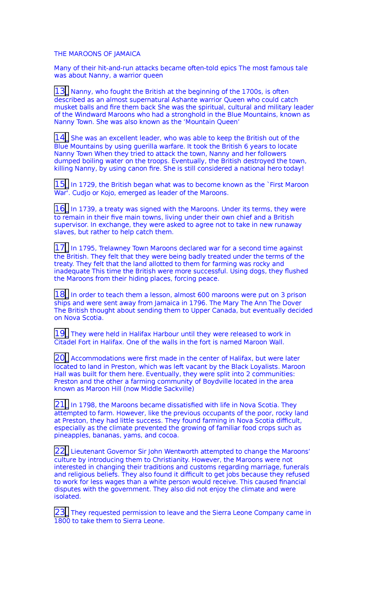 THE Maroons OF Jamaica - Notes to aid students with a rudimentary ...