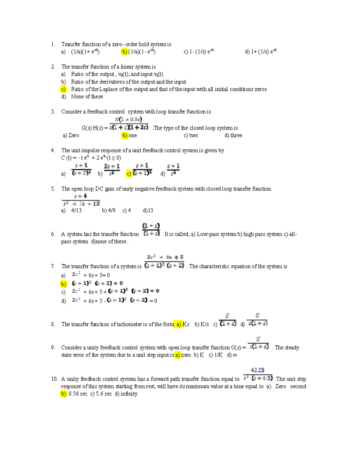 Control systems-1 - ccc - Transfer function of a zero- order hold ...