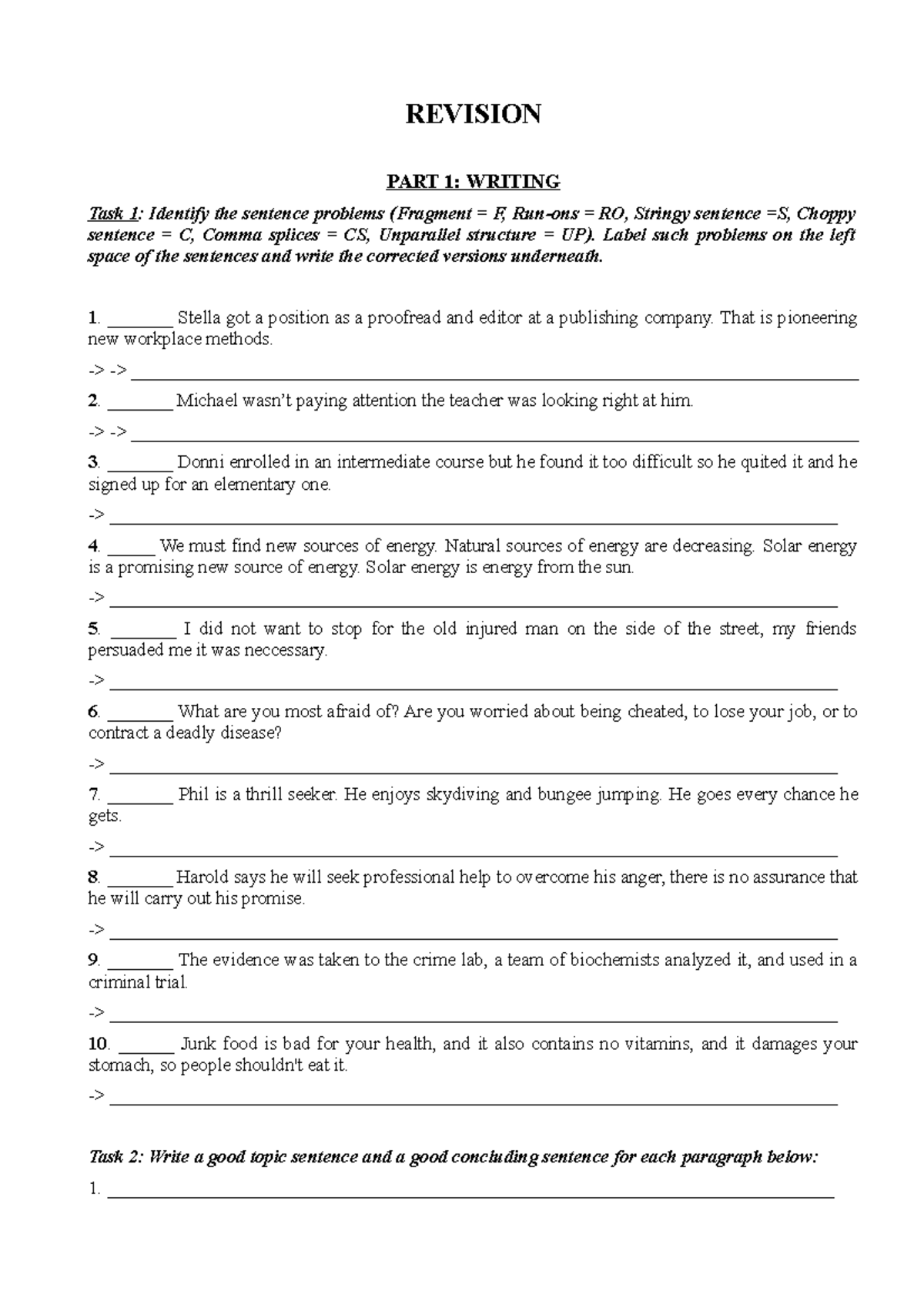 Revision 1 Handout - một - REVISION PART 1: WRITING Task 1: Identify ...