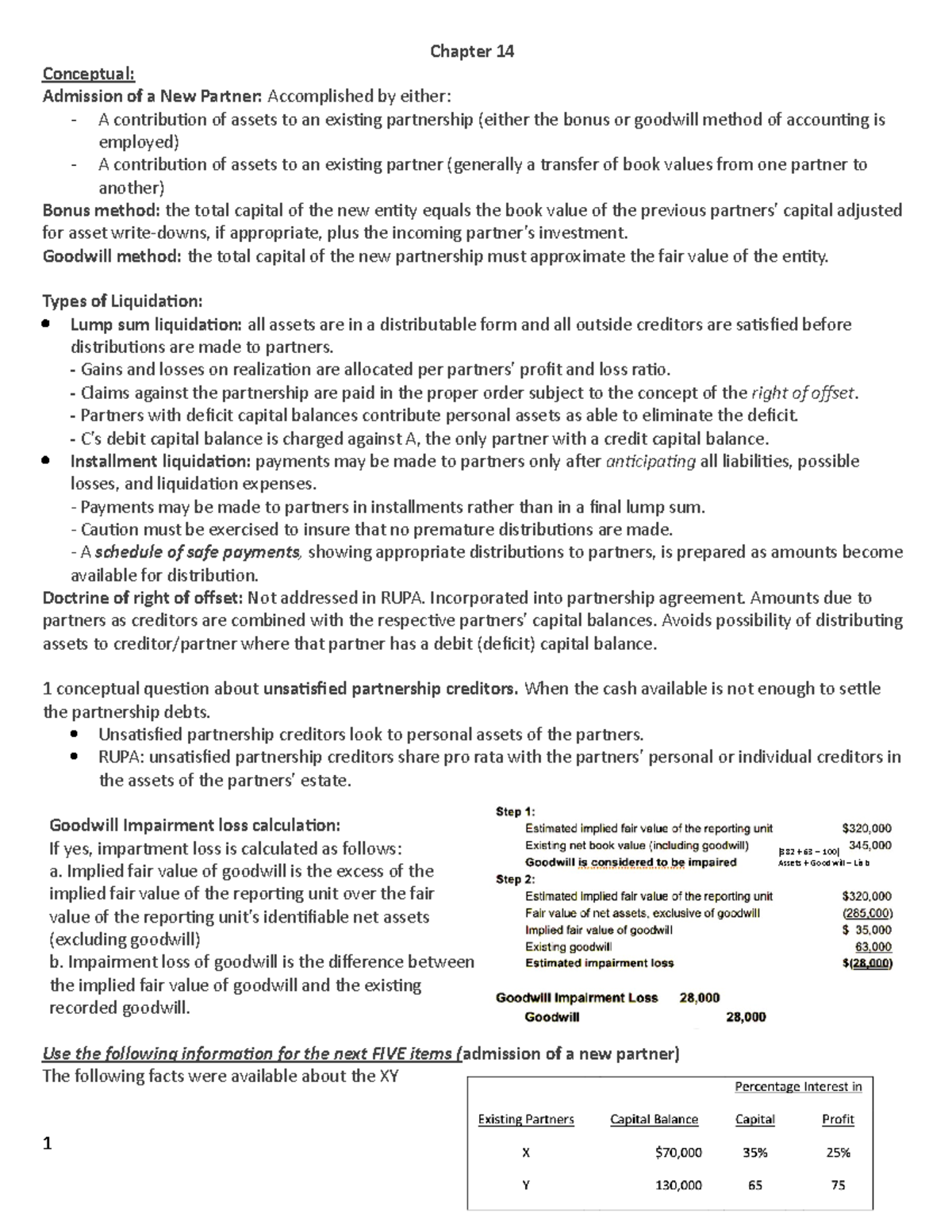 ACCT 401 - Final Exam Study Guide - Chapter 14 Conceptual: Admission of ...