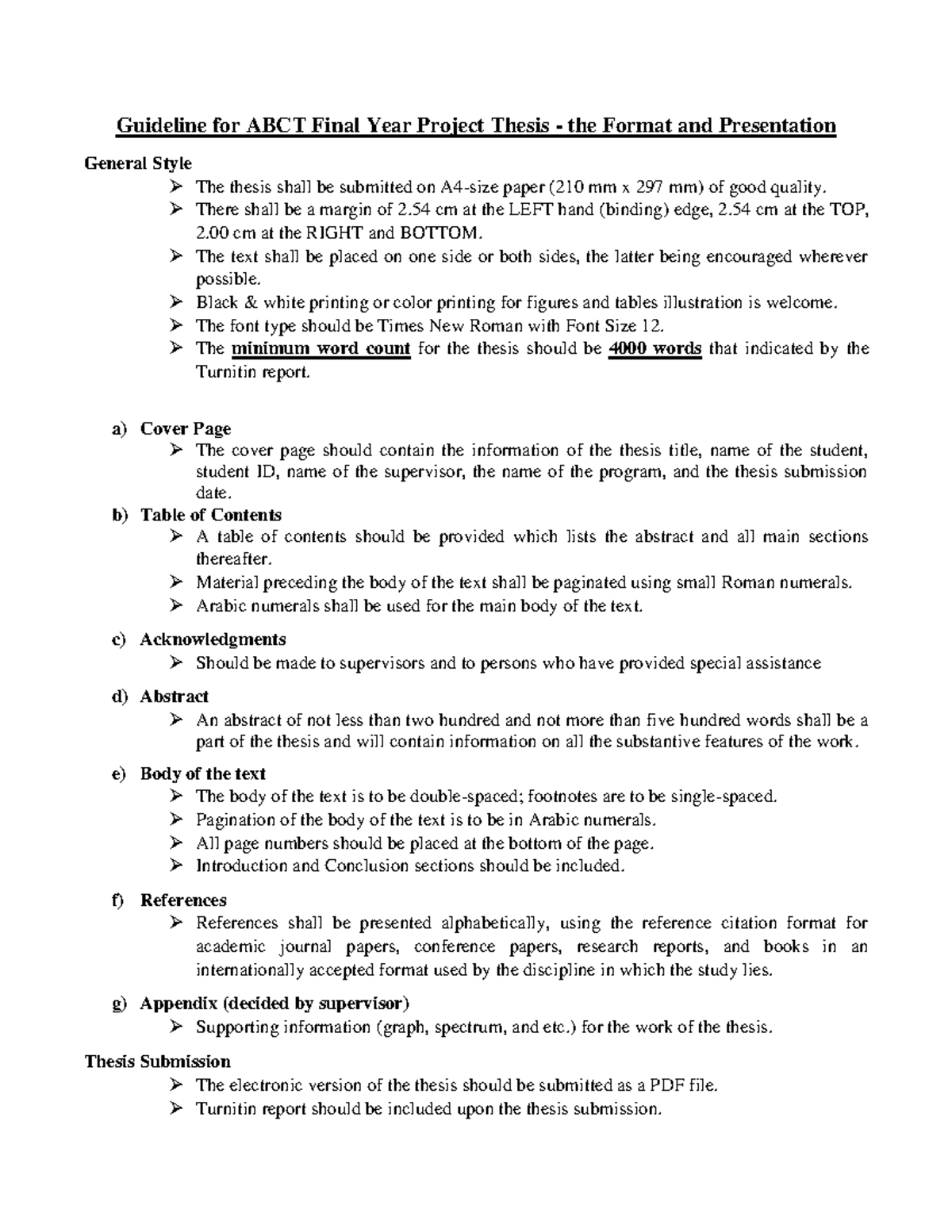 final year project thesis format