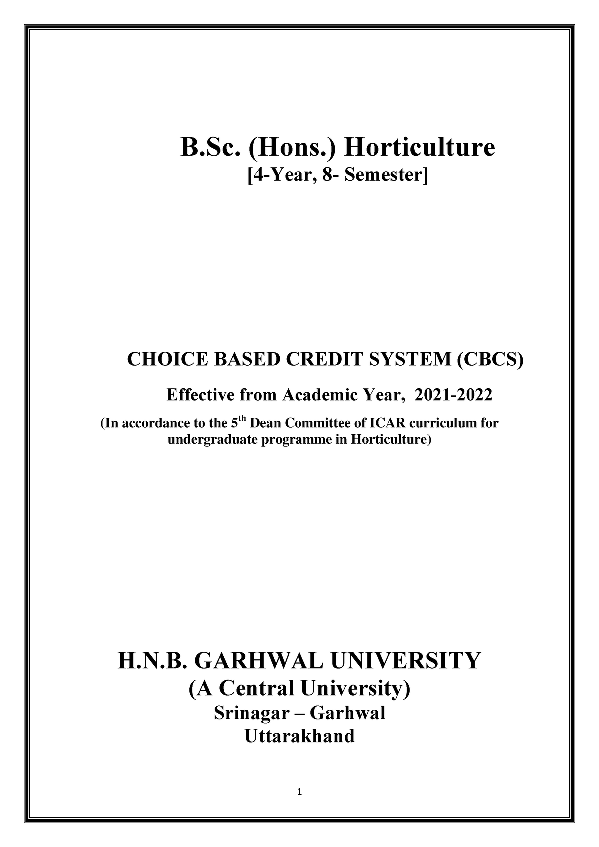 New Syllabus B.Sc . (Hons.) Horticulture 2021-2022 - B. (Hons ...