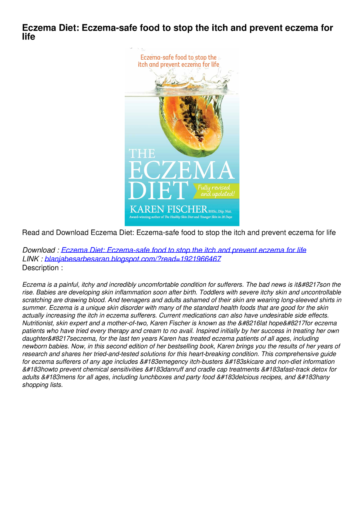  PDF DOWNLOAD FREE Eczema Diet Eczema safe Food To Stop The Itch And Prev Eczema Diet Studocu