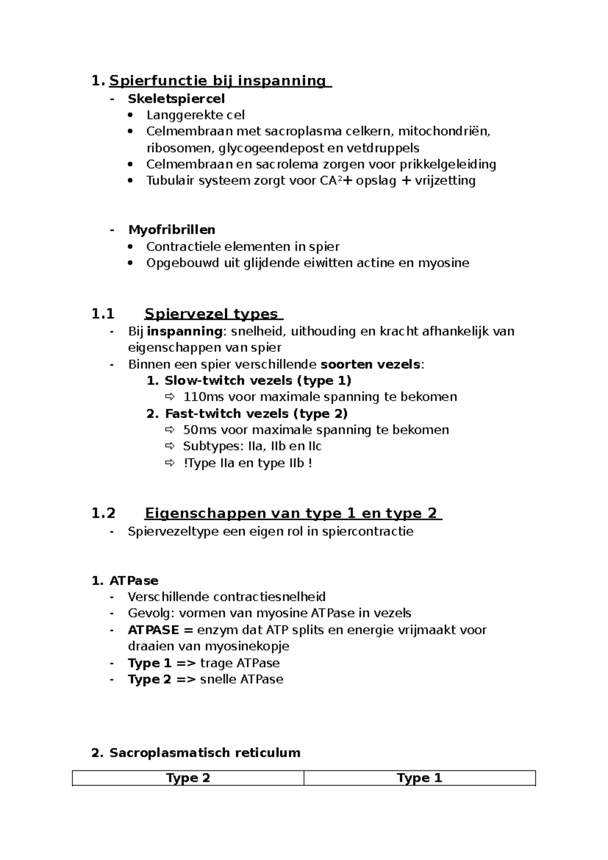 Inspanningsfysiologie deel 3 - 1. Spierfunctie bij inspanning ...