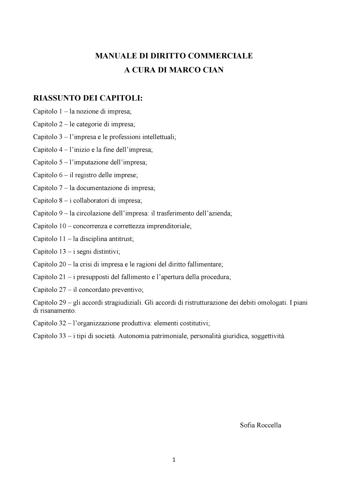 Diritto Commerciale - A CURA DI Marco CIAN - Warning: TT: undefined  function: 32 MANUALE DI DIRITTO - Studocu