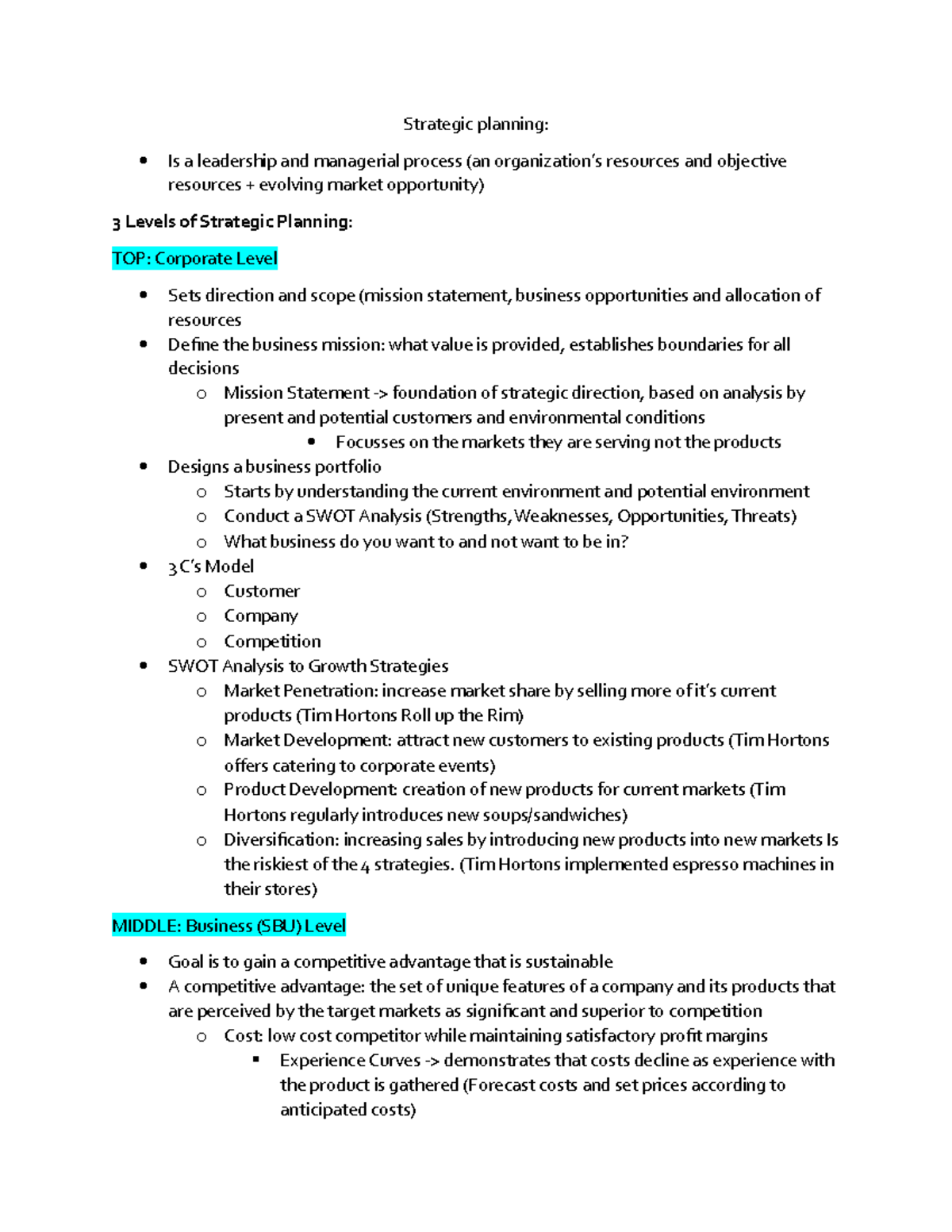 Chapter 2 - Marketing Notes to study - Strategic planning: Is a ...